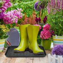 Jiubiaz Vassoio di alimentazione per animali domestici in plastica Vassoio per tappetino per protezione del pavimento Vassoio antigoccia per scarpe per interni ed esterni Vassoio per bagagliaio per fango 2 pezzi