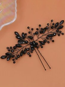 1 pièce Coiffe de fleur de perle noire fait main, accessoire de cheveux de mariage pour mariée