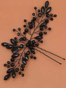 1 pièce Coiffe de fleur de perle noire fait main, accessoire de cheveux de mariage pour mariée
