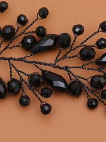 1 pièce Coiffe de fleur de perle noire fait main, accessoire de cheveux de mariage pour mariée