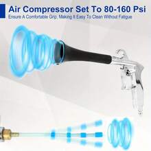 高压不锈钢干吹清洁工具 - 强力汽车内饰喷雾清洁剂，配有 2 个多角度喷嘴和耐用结构，可有效清除灰尘和碎屑 - 銀色 - 查看 3