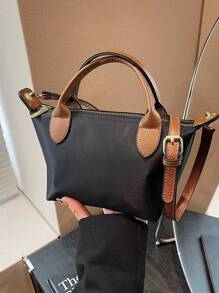 Neue Damen Nylon Lässig Einkaufstasche Umhängetasche Schultertasche Einfarbig - Braun - Übersicht 4