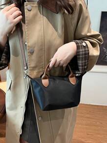 Neue Damen Nylon Lässig Einkaufstasche Umhängetasche Schultertasche Einfarbig - Braun - Übersicht 10