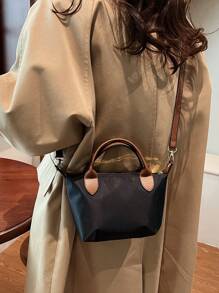 Neue Damen Nylon Lässig Einkaufstasche Umhängetasche Schultertasche Einfarbig - Braun - Übersicht 11