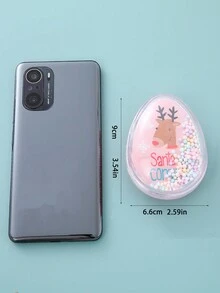 1 chiếc lược chải tóc hình quả trứng trong suốt cho trẻ em kèm mút xốp, họa tiết Giáng sinh dễ thương, chất liệu PS, di động, thích hợp để mang theo hoặc làm quà tặng - Nhiều màu - Xem 4