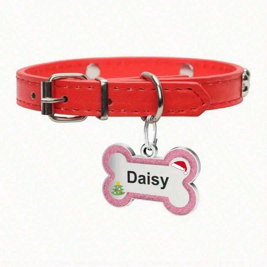[Customized] Personalized Christmas Pet ID Tag, DIY Pet Name & Phone