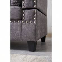 Sectional 3-Seaters Sofa With Reversible Chaise, Storage Ottoman, Inlaid With Copper Nail, Two Small Pillows, Grey - Xám + Polyester + 3 Ghế như hình - Xem 10