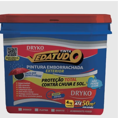 Tinta Emborrachada Impermeabilizante 4kg Repele Água Borracha Liquida Branco - Dryko