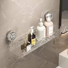 1/2 chiếc Kệ hút họa tiết sóng, Giá sắp xếp đồ đạc, Kệ lưu trữ gắn tường phòng tắm, Giá lưu trữ thoát nước đục lỗ, Không làm hỏng tường - Thích hợp cho nhà bếp và phòng tắm - Nhiều màu - Xem 10