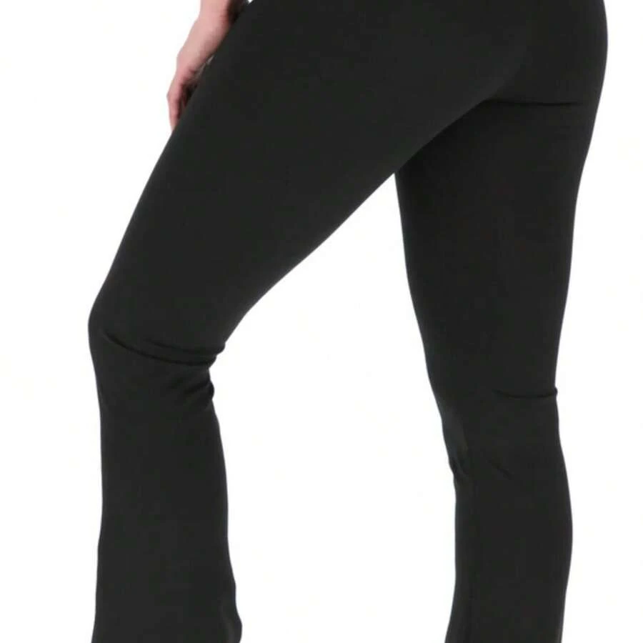 Sporthing Leggins Mujer, Mallon de Cintura Alta en Algodón, Semi Acampanado - Negro - View 1