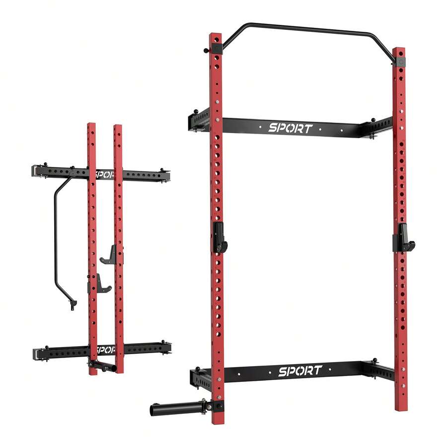 Folding Wall Mounted Squat Rack For Home Gym, Multifunctional Strength