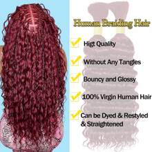 99J Burgundy Deep Wave Bulk Human Hair For Braiding100g 2 Bundles Boho Braids Human Hair Deep Water Wet And Wavy Brazilian Human Hair Extensions Curly Hair No Weft Halloween Costumes - Burgundy - View 3