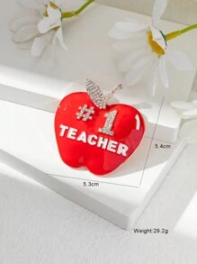 1 件合金水晶水钻教师节主题胸针，独特创意节日配饰礼物，适合女性、西装外套大衣别针 - 金黃色 - 查看 4