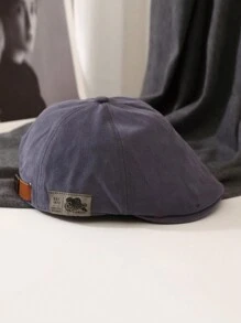 1pc Unisex Japanese Streetwear Brand Patch Logo Beret Hat, Reversible Hip-Hop Bucket Hat, Warm Accessory For Autumn & Winter