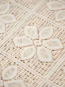 1pc Simple Lace Flower Tassel Valance Curtain, Floral Lace Tassel Window Curtain Decor For Kitchen, Living Room, Suitable For Holiday, Party, Birthday, Home Decor