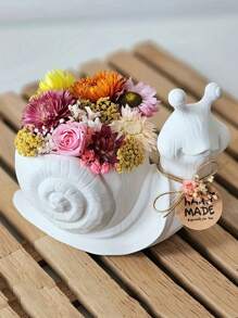 DIY 3D 立体蜗牛多肉植物花盆模具、石膏模具、硅胶模具、家居和花园装饰、树脂铸件、蜡烛模具 - 白色矽膠模具 - 查看 1