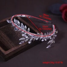 1入歐美婚禮頭飾，奢華水晶裝飾，金色葉子合金髮箍，適用於婚紗皇家頭冠 - 銀色 - 查看 3