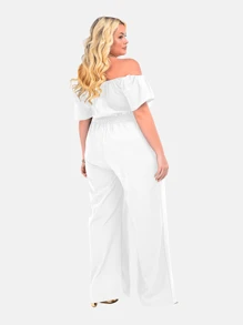 Long Jumpsuit Off Shoulder Plus Size Women's Formal Fashion Tailoring Wedding Party Graduation - 白色 - 查看 2