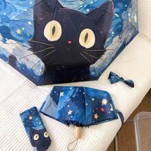 1 pièce Parapluie réversible chien mignon du ciel étoilé, servant de parasol et de protection contre la pluie en un, portable