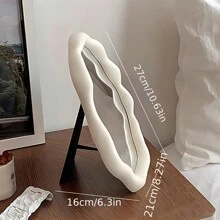 1pc Asymmetrical Aesthetic Tabletop Makeup Mirror, Adjustable Plastic Vanity Mirror With Glass Surface For Office, Bathroom & Bedroom, No Electricity Needed Best Home Decor Back To School Room Decor School Supplies