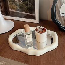 1pc Asymmetrical Aesthetic Tabletop Makeup Mirror, Adjustable Plastic Vanity Mirror With Glass Surface For Office, Bathroom & Bedroom, No Electricity Needed Best Home Decor Back To School Room Decor School Supplies