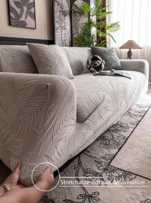 1 pièce Housse de canapé extensible unicolore, housse de siège en jacquard moelleux et tout-en-un, anti-rayures, anti-dérapante, lavable, résistante à la décoloration, sans peluche, convient pour 1/2/3/4/5 places de salon