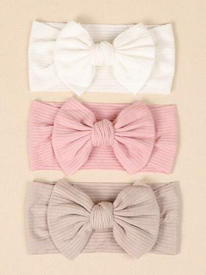 3pcs/Set Baby Striped Bow Headband, Soft Elastic Hairbands For Infant Girls, Suitable For All Seasons Love Valentine