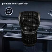 1 pieza Funda universal de palanca de cambios PU con decoración de diamantes de imitación de cristal, elegante funda antipolvo para pomo de cambios de interior de automóvil, accesorio de vehículo de moda - Unitalla - Ver 14