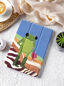 1pc Vacation Frog Pattern Flat Tablet Protective Case, Compatible With IPad 10.2", IPad Pro 11" 2021/2020/10th Gen, IPad Mini 4/5/6, Galaxy Tab A8 10.5" 2022, Matepad 10.4"/Tab, With Pencil Slot, Support Auto Sleep/Wake - Multicolor - View 3