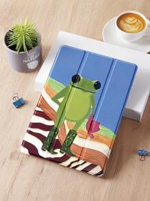 1pc Vacation Frog Pattern Flat Tablet Protective Case, Compatible With IPad 10.2", IPad Pro 11" 2021/2020/10th Gen, IPad Mini 4/5/6, Galaxy Tab A8 10.5" 2022, Matepad 10.4"/Tab, With Pencil Slot, Support Auto Sleep/Wake - Multicolor - View 4