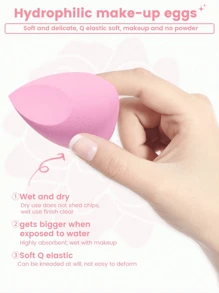 50件/套 化妆海绵、粉扑、化妆刷、化妆工具，柔软蓬松，适用于粉底、眼影 - 粉色 - 查看 5