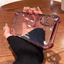 Hadaasi 1个玫瑰金电镀TPU气囊透明硅胶软边极简高端防摔全包男女通用保护壳，防尘加固边角，奢华手机壳，兼容苹果17 Pro/17 Pro Max/17 Air/17、S26 Ultra/S26 Plus/S26/S26 Edge，兼容红米，兼容荣耀400/400 Pro/400 Lite，国际版，非国内版 - 玫瑰金 - 查看 4