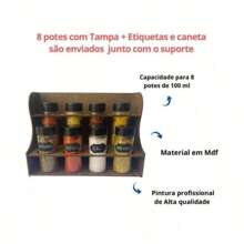 Tabletop Spice Rack Kit + 8 Jars + Labels With Chalk Pen - Complete Kitchen Spice Set - 紅色 - 查看 5