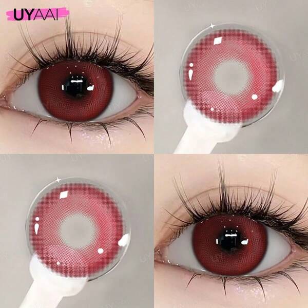 UYAAI 1 paire de lentilles de contact de couleur jetables annuelles pour agrandissement naturel avec grand diamètre, pour les rendez-vous, l'usage quotidien ou les fêtes