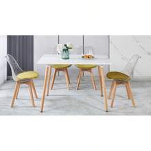 1+4, 5pieces Dining Set, Table Metal Leg Mid-Century Dining Table For 4-6 People With Mdf Table Top, Pedestal Dining Table, End Table Leisure Coffee Table - 白色+MDF+金屬如圖 - 查看 1