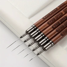 YALIXIN 1/5 件专业美甲内衬刷套装 - 精细细节绘图笔，带铜套圈、不锈钢针头、弹性刷毛、无香 - 非常适合沙龙级美甲和设计 - 棕色 - 查看 2