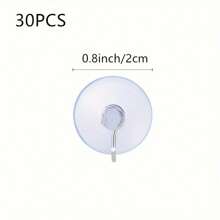 30pcs Small Transparent Suction Cup Hooks, Multifunctional Traceless Hanging Storage Suction Cup Hooks With Stainless Steel Hook For Window, Glass Door, Bathroom Shower Wall, Kitchen Walls, Christmas, Halloween And New Year Decoration Hooks - Clear - View 2