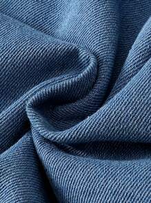 3 件套秋冬少女 4-7 岁复古蓝色牛仔夹克/无袖 T 恤/喇叭牛仔裤套装，牛仔 3 件套