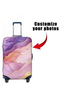 定制照片行李箱套和标签、个性化宠物照片徽标行李箱套、定制行李箱包装行李箱保护套、蜜月礼物 - 彩色 - 查看 2