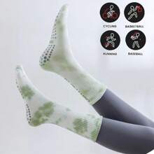 Nuevos calcetines de tubo medio de yoga con teñido anudado para mujeres, calcetines antideslizantes que absorben la humedad para usar en casa, ejercicio, pilates y fitness, ideales para otoño/invierno