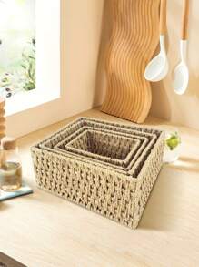 Cestino intrecciato da cucina, cestino intrecciato in corda di carta non foderato, adatto per soggiorno, camera da letto, contenitore giocattoli per bambini, cestino da tavolo, cucina, accessori da cucina, utensili da cucina, organizer da cucina, organizer per il trucco, articoli da matrimonio, decorazioni floreali, accessori per la casa, tavolo, decorazioni per la casa, organizzazione e stoccaggio per la casa, decorazione per la stanza, decorazione camera da letto, cestini intrecciati boho geometrici, portavasi in legno e rattan, supporti per piante naturali misti in corda per spazi esterni con atmosfera costiera