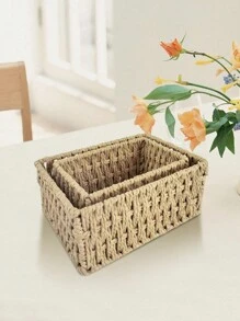 Cestino intrecciato da cucina, cestino intrecciato in corda di carta non foderato, adatto per soggiorno, camera da letto, contenitore giocattoli per bambini, cestino da tavolo, cucina, accessori da cucina, utensili da cucina, organizer da cucina, organizer per il trucco, articoli da matrimonio, decorazioni floreali, accessori per la casa, tavolo, decorazioni per la casa, organizzazione e stoccaggio per la casa, decorazione per la stanza, decorazione camera da letto, cestini intrecciati boho geometrici, portavasi in legno e rattan, supporti per piante naturali misti in corda per spazi esterni con atmosfera costiera