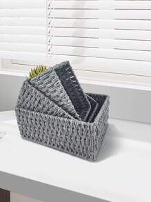 Cestino intrecciato da cucina, cestino intrecciato in corda di carta non foderato, adatto per soggiorno, camera da letto, contenitore giocattoli per bambini, cestino da tavolo, cucina, accessori da cucina, utensili da cucina, organizer da cucina, organizer per il trucco, articoli da matrimonio, decorazioni floreali, accessori per la casa, tavolo, decorazioni per la casa, organizzazione e stoccaggio per la casa, decorazione per la stanza, decorazione camera da letto, cestini intrecciati boho geometrici, portavasi in legno e rattan, supporti per piante naturali misti in corda per spazi esterni con atmosfera costiera