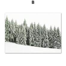 1 pezzo Quadro su tela con paesaggio nevoso invernale, cartellone con Babbo Natale e renne, opera d'arte da parete senza cornice per la decorazione della casa e del soggiorno - multicolore - Visualizzare 16