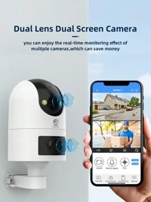 1PC 5G WIFI 3MP+3MP Ultra HD Dual Camera Security Camera(64GB Card (No Camera) Is Not Equipped With Surveillance Camera), Indoor And Outdoor Waterproof Wireless And Support 360°PTZ, Special Camera For Elderly/Infant/Pet/Home/Store, Supports Colourful Night Vision, Either Cloud Or SD Card Storage, Two-Way Audio, Intelligent Motion Tracking, Auto Alarm, Dual Camera Lens Function Equals To Two Surveillance, Ultra Cost-Effective Security Essentials. - 白色 - 查看 7