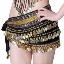 Outfits Belly Dance Glitter Sequins Tassel Skirts, Fashionable Dancing Waist Belt Skirts For Bellydance