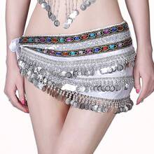 Outfits Belly Dance Glitter Sequins Tassel Skirts, Fashionable Dancing Waist Belt Skirts For Bellydance