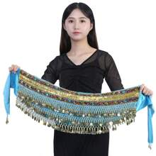 Outfits Belly Dance Glitter Sequins Tassel Skirts, Fashionable Dancing Waist Belt Skirts For Bellydance