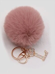 Sparkling Rhinestone Letters A-Z Keychain With Cute Plush Lucky Crystal Pendant Shiny Alloy Pendant Perfect For Bags And Backpacks - Perfect For Birthdays And Special Occasions Christmas Gifts Gift Thanksgiving