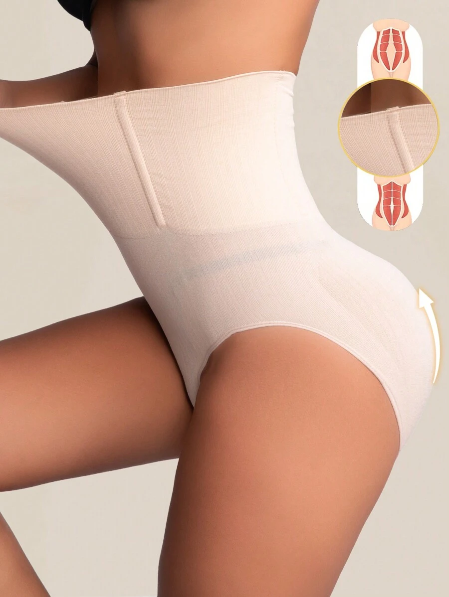 1 pezzo Pantaloncini modellanti vita alta senza cuciture, biancheria intima modellante, contenitiva per addome, di sollevamento glutei, guaina modellante per donna, biancheria intima donna, contenitiva, per pancia piatta - Albicocca - Visualizzare 1
